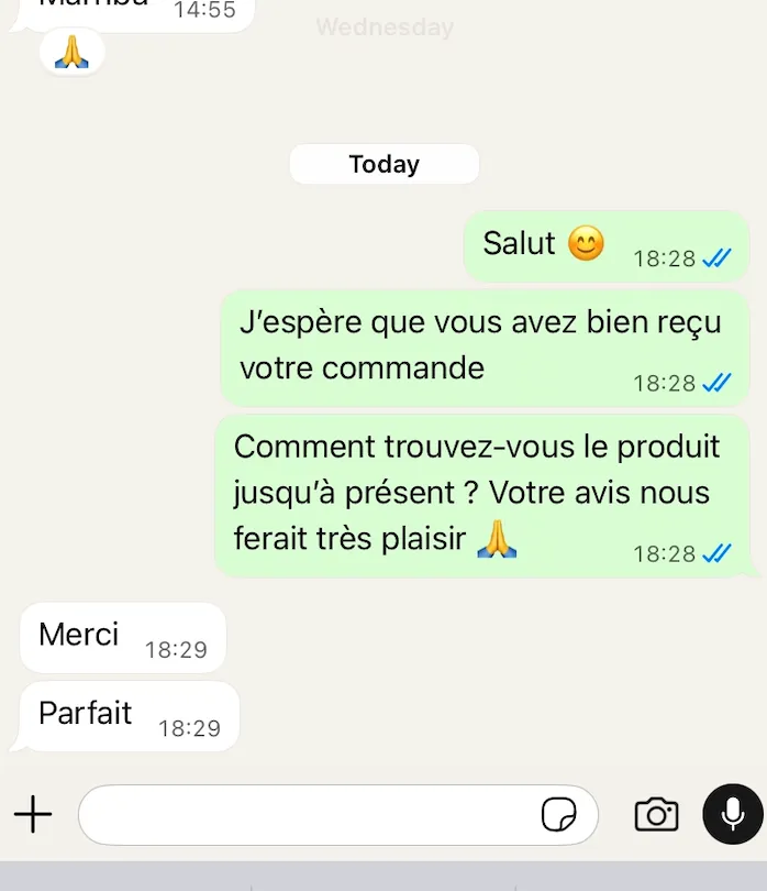 Avis client NYRIX WhatsApp